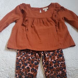 Cat & Jack Rust Top and Leopard Print Leggings Set